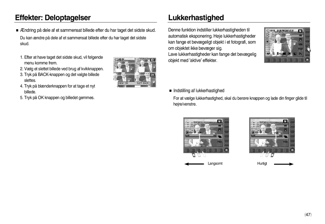 Samsung EC-NV8ZZSDA/E3, EC-NV8ZZBDA/E3, EC-NV8ZZSBA/E2, EC-NV8ZZBBA/E2 manual Lukkerhastighed 