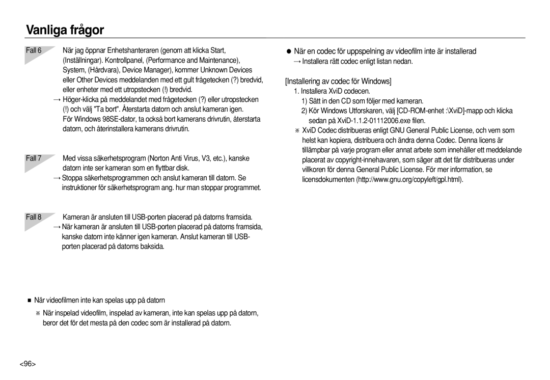 Samsung EC-NV8ZZBDA/E3, EC-NV8ZZSDA/E3, EC-NV8ZZSBA/E2, EC-NV8ZZBBA/E2 manual Installering av codec för Windows 