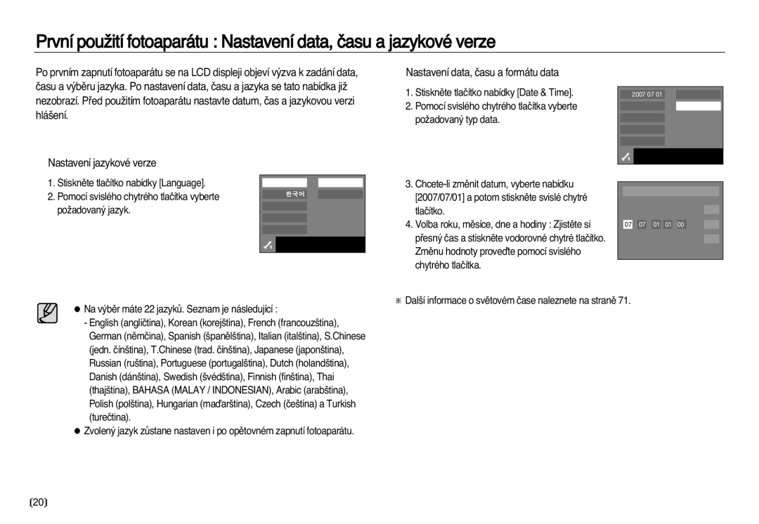 Samsung EC-NV8ZZBDA/E3, EC-NV8ZZSDA/E3 manual Nastavení jazykové verze 