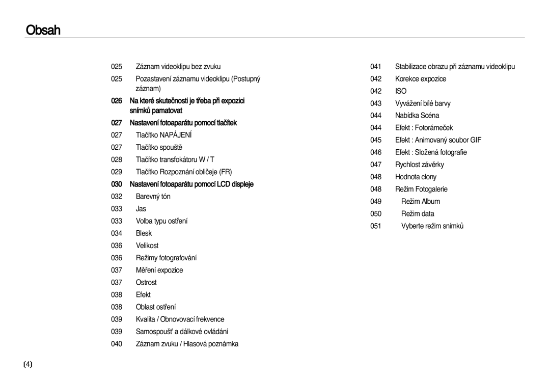 Samsung EC-NV8ZZBDA/E3, EC-NV8ZZSDA/E3 manual Obsah 