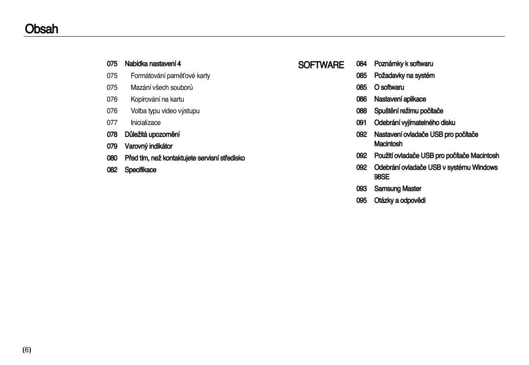 Samsung EC-NV8ZZBDA/E3, EC-NV8ZZSDA/E3 manual Obsah 