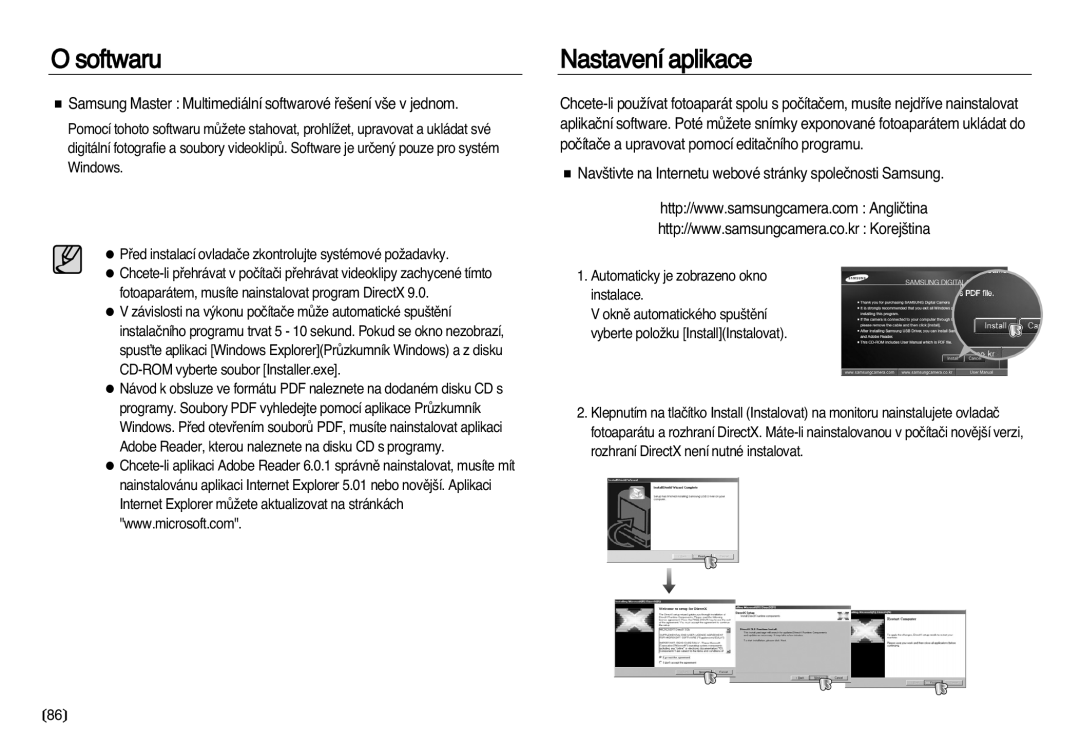 Samsung EC-NV8ZZBDA/E3, EC-NV8ZZSDA/E3 Nastavení aplikace, Samsung Master Multimediální softwarové ﬁe‰ení v‰e v jednom 