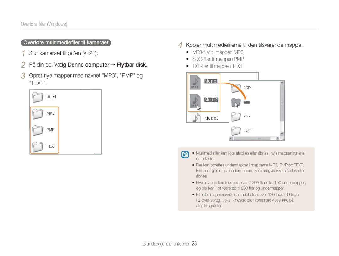 Samsung EC-NV9ZZBBA/E1, EC-NV9ZZBBA/E2, EC-NV9ZZSBA/E2, EC-NV9ZZPBA/E2 manual Overføre ﬁler Windows 