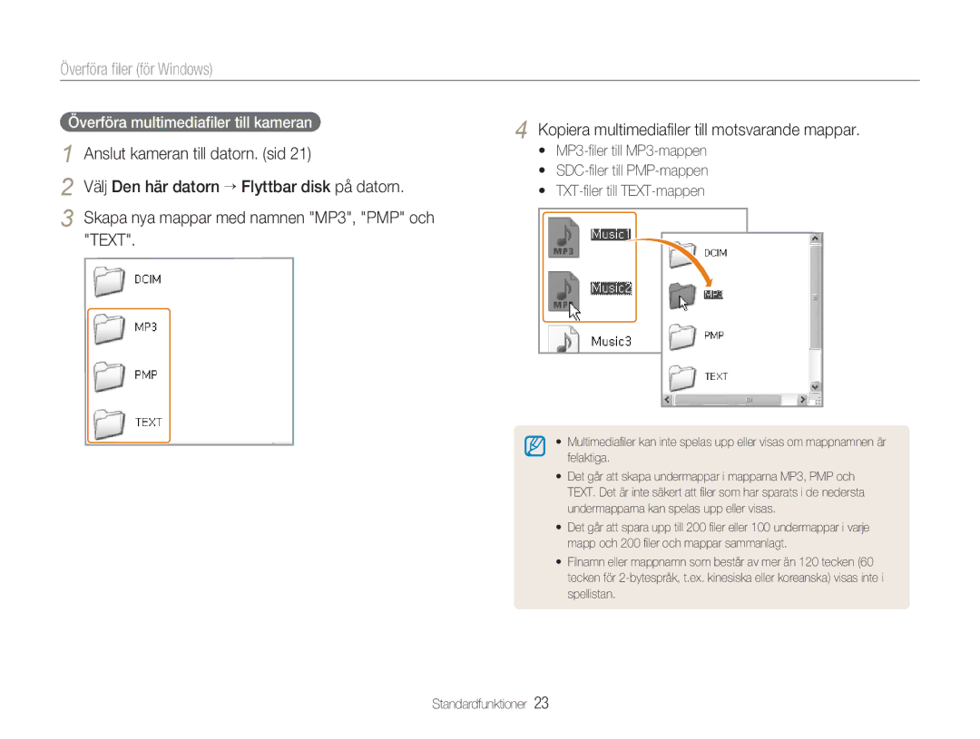 Samsung EC-NV9ZZBBA/E1, EC-NV9ZZBBA/E2, EC-NV9ZZSBA/E2, EC-NV9ZZPBA/E2 manual Överföra ﬁler för Windows 