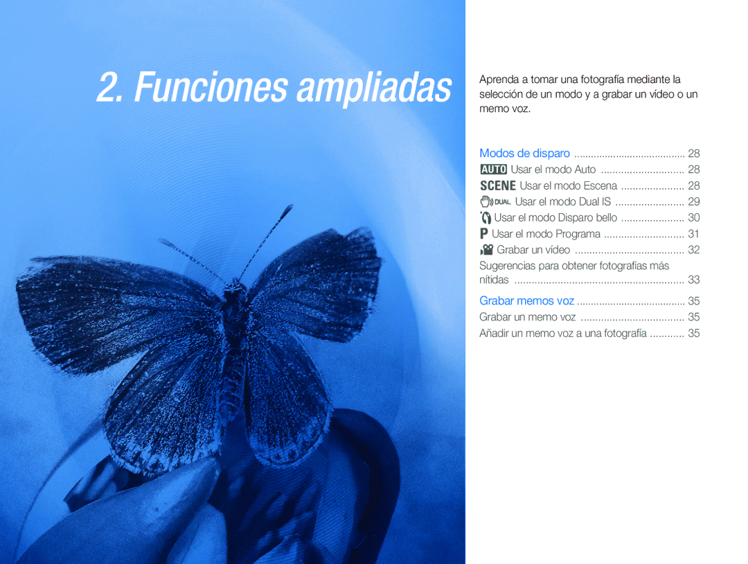 Samsung EC-NV9ZZSBA/E1, EC-NV9ZZPBA/FR, EC-NV9ZZBBA/E1 manual Funciones ampliadas 