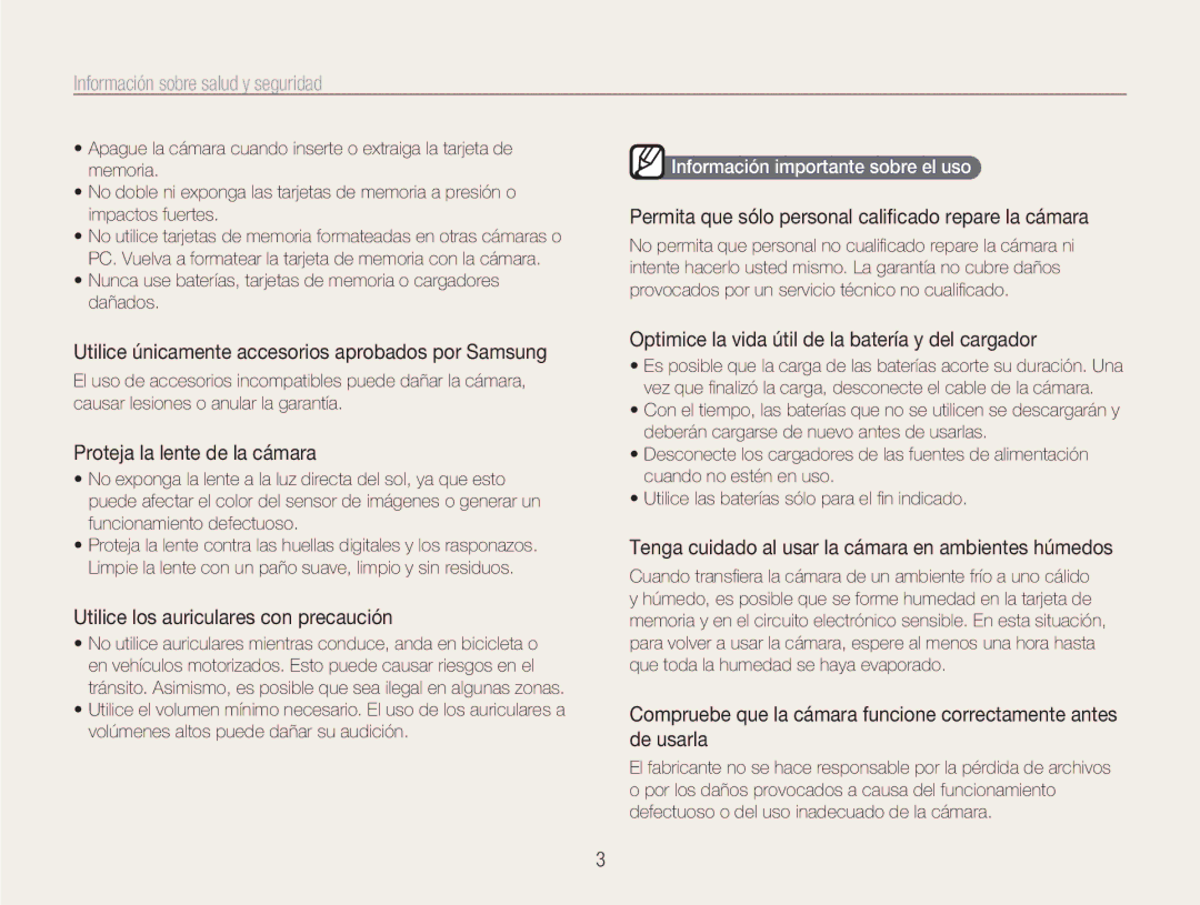 Samsung EC-NV9ZZSBA/E1, EC-NV9ZZPBA/FR Utilice únicamente accesorios aprobados por Samsung, Proteja la lente de la cámara 