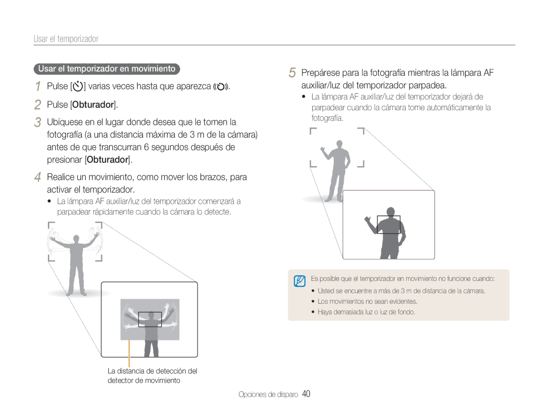 Samsung EC-NV9ZZBBA/E1, EC-NV9ZZPBA/FR, EC-NV9ZZSBA/E1 manual Usar el temporizador, Pulse t varias veces hasta que aparezca 