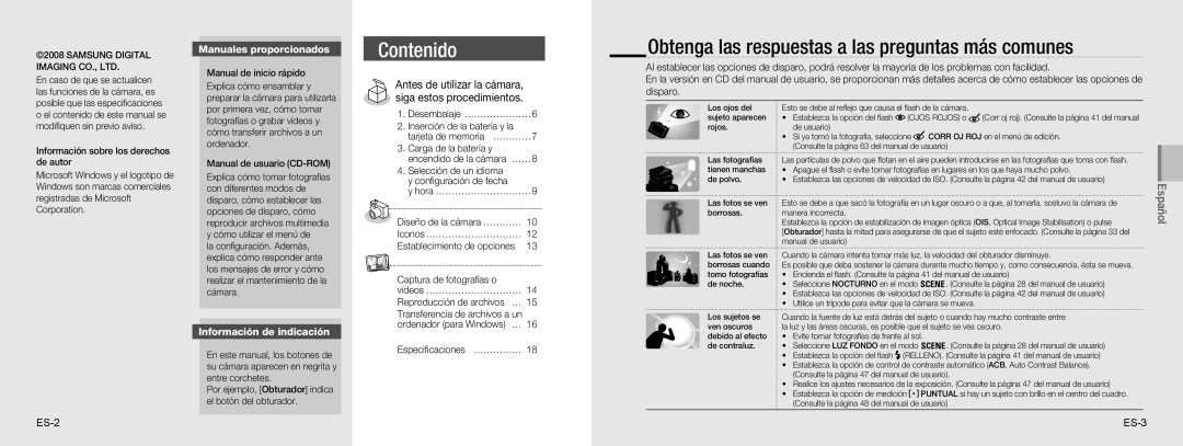 Samsung EC-NV9ZZSBB/IT manual Obtenga las respuestas a las preguntas más comunes, Manuales proporcionados, ES-2 ES-3 