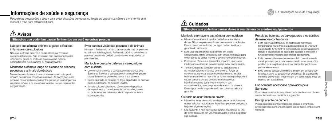 Samsung EC-NV9ZZBBA/E2, EC-NV9ZZSBA/FR, EC-NV9ZZPBA/FR, EC-NV9ZZBBA/FR, EC-NV9ZZSBA/IT manual Informações de saúde e segurança 