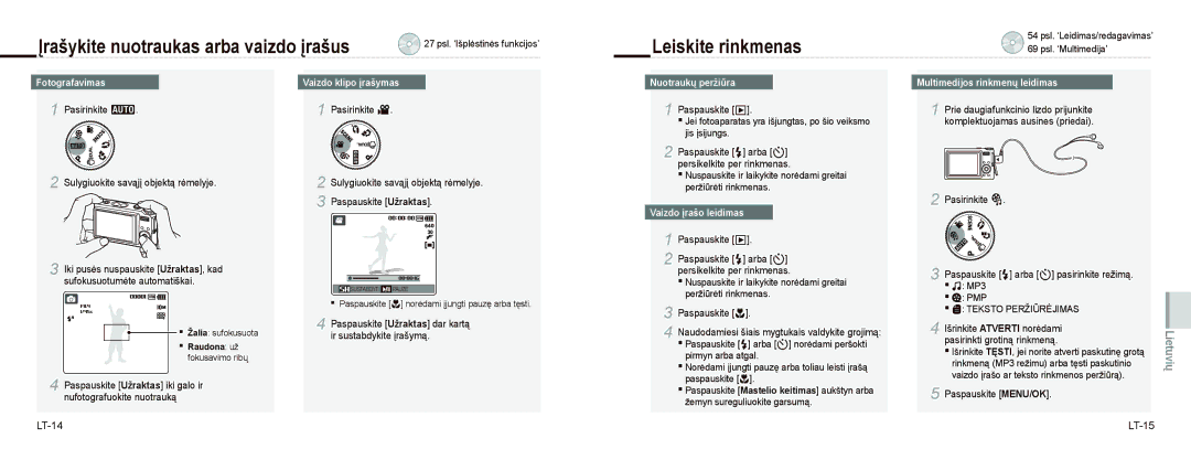 Samsung EC-NV9ZZSBB/IT, EC-NV9ZZSBA/FR, EC-NV9ZZPBA/FR manual Įrašykite nuotraukas arba vaizdo įrašus, Leiskite rinkmenas 