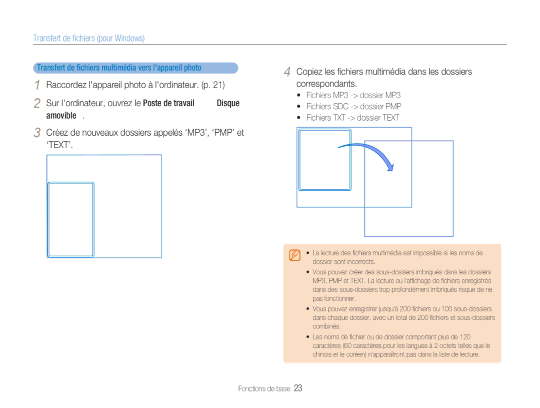 Samsung EC-NV9ZZSBA/FR, EC-NV9ZZPBA/FR, EC-NV9ZZBBA/FR manual Transfert de ﬁchiers multimédia vers lappareil photo 