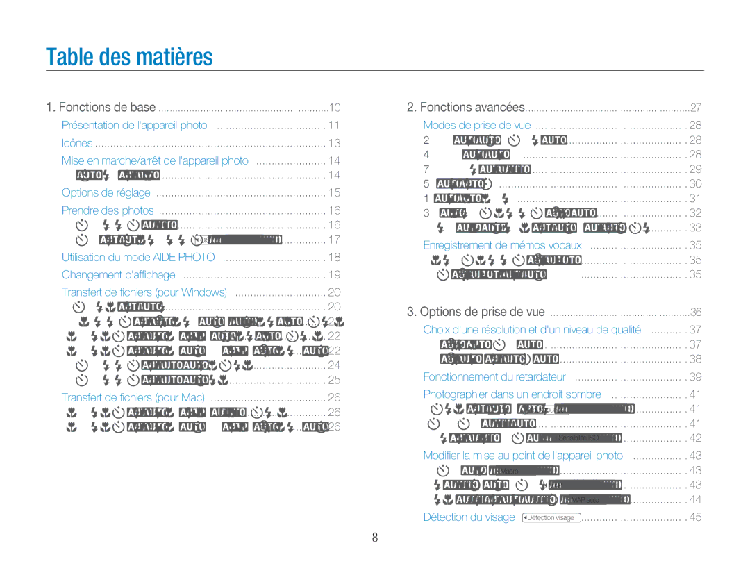 Samsung EC-NV9ZZSBA/FR, EC-NV9ZZPBA/FR, EC-NV9ZZBBA/FR manual Table des matières 