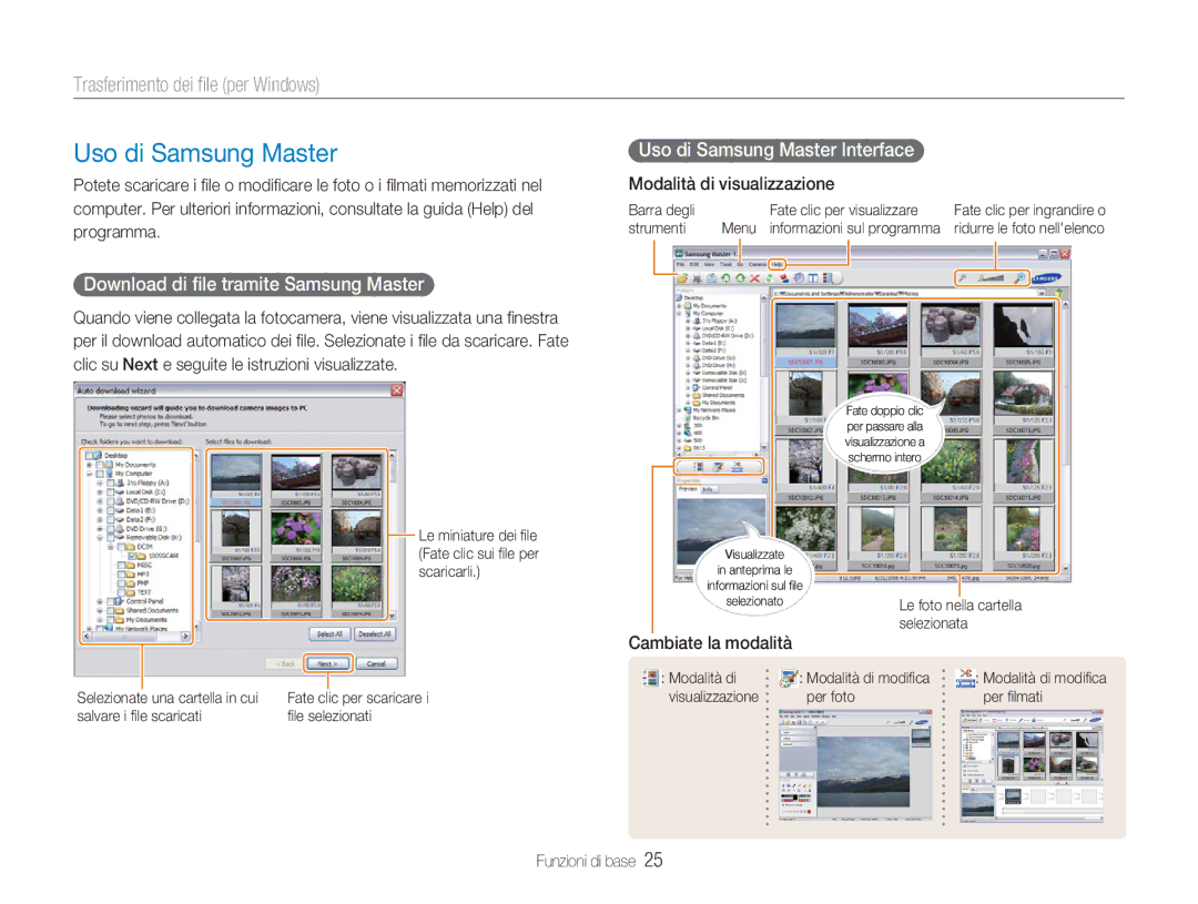 Samsung EC-NV9ZZBBB/IT Download di ﬁle tramite Samsung Master, Uso di Samsung Master Interface, Cambiate la modalità 