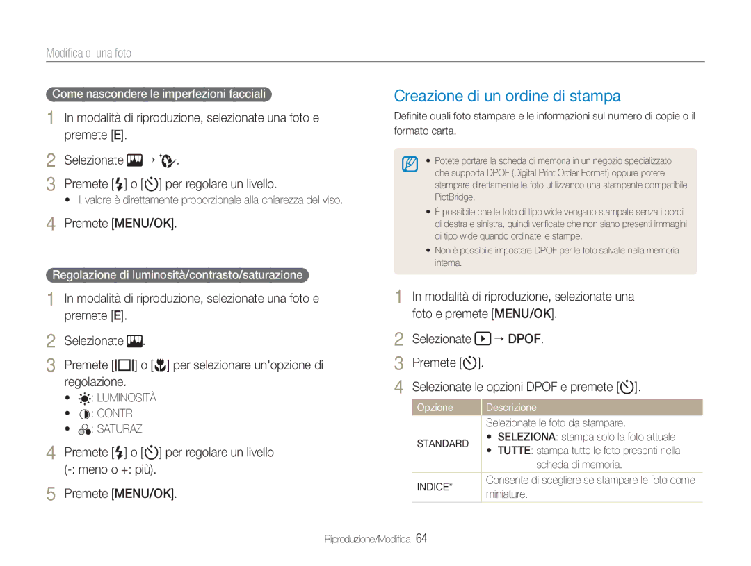 Samsung EC-NV9ZZSBB/IT, EC-NV9ZZSBA/IT, EC-NV9ZZPBA/IT, EC-NV9ZZBBB/IT, EC-NV9ZZPBB/IT manual Creazione di un ordine di stampa 