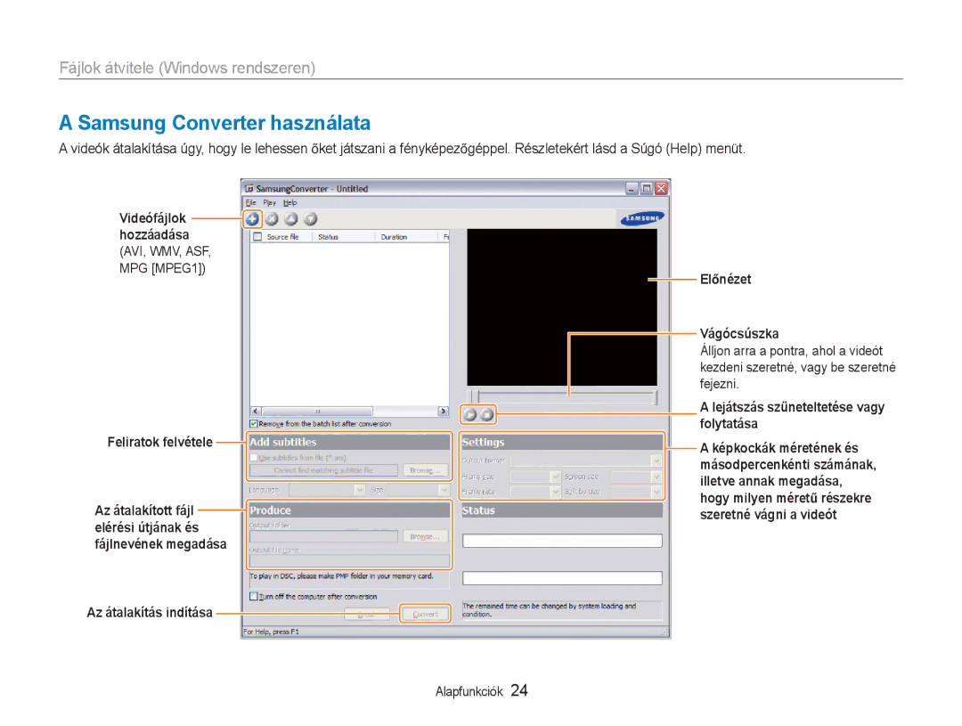 Samsung EC-NV9ZZBBA/E3, EC-NV9ZZSBB/IT, EC-NV9ZZSBA/E3 manual Samsung Converter használata 