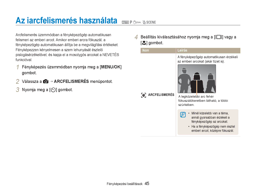 Samsung EC-NV9ZZBBA/E3, EC-NV9ZZSBB/IT, EC-NV9ZZSBA/E3 manual Az iarcfelismerés használata 2 1 7 5 