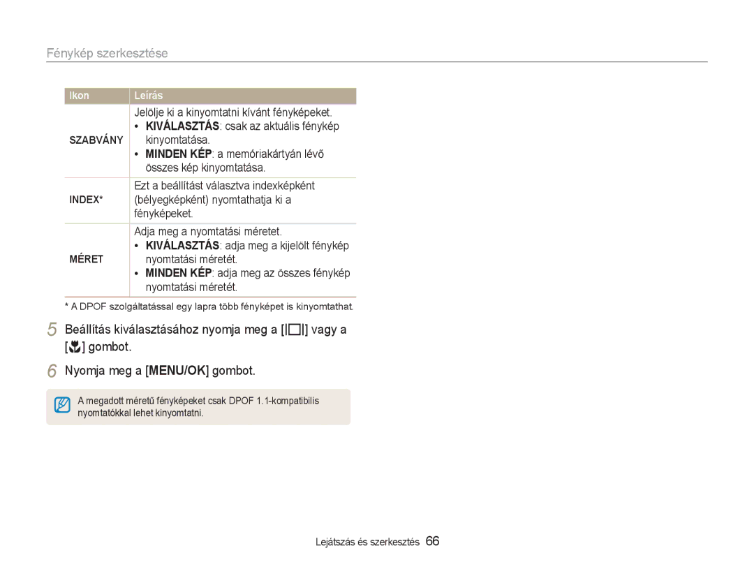 Samsung EC-NV9ZZBBA/E3, EC-NV9ZZSBB/IT, EC-NV9ZZSBA/E3 manual Szabvány, Index, Méret 