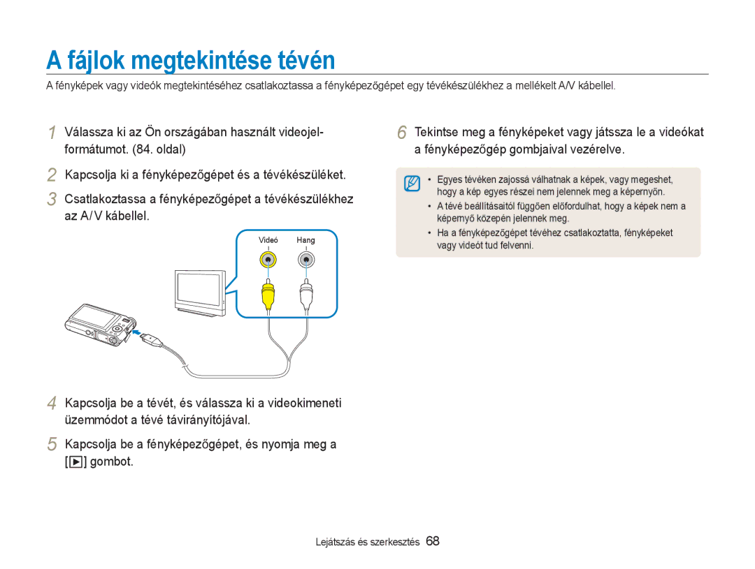 Samsung EC-NV9ZZSBB/IT, EC-NV9ZZBBA/E3, EC-NV9ZZSBA/E3 manual Fájlok megtekintése tévén 