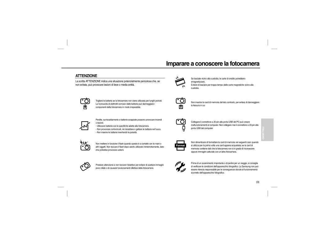 Samsung EC-P1000LBA/IT, EC-P1000BBA/IT, EC-P1000SBA/IT, EC-P1000PBA/IT, EC-P1000LBA/E1, EC-P1000SBA/E1 manual Attenzione 