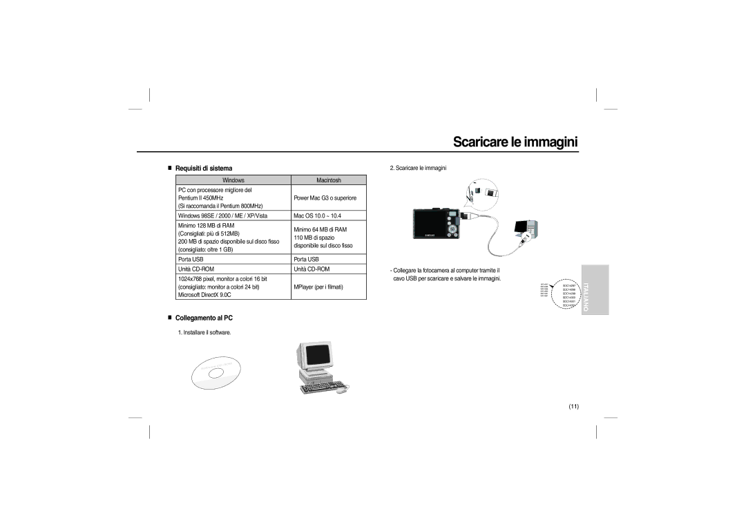 Samsung EC-P1000LBA/E1, EC-P1000BBA/IT, EC-P1000SBA/IT, EC-P1000LBA/IT manual Scaricare le immagini, Requisiti di sistema 