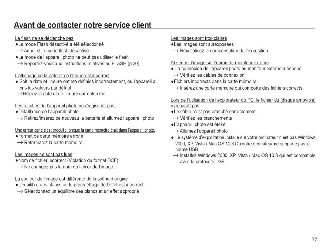 Samsung EC-P10ZZSBB/FR manual Le flash ne se déclenche pas 