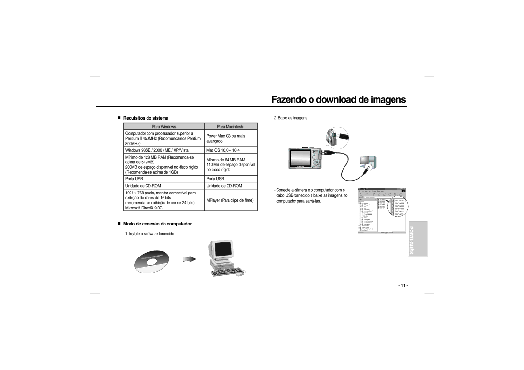 Samsung EC-P800ZPFA/IT, EC-P800ZPFAIT, EC-P800ZBBA/IT, EC-P800ZPBA/IT Fazendo o download de imagens, Requisitos do sistema 