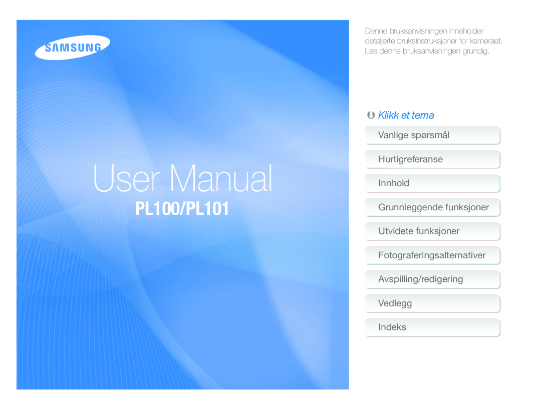 Samsung EC-PL100ZBPSE2, EC-PL100ZBPBE2, EC-PL101ZBDSE2 manual PL100/PL101 