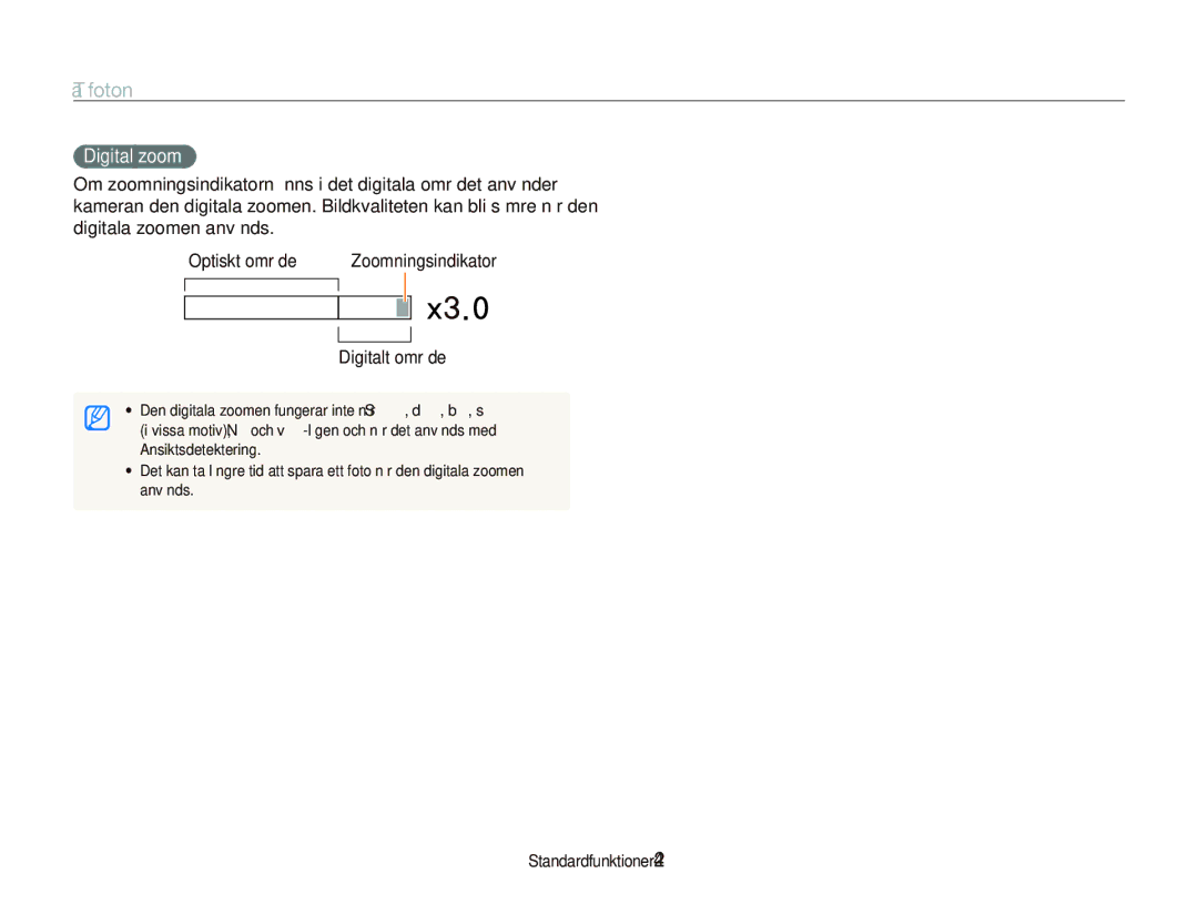 Samsung EC-PL100ZBPSE2, EC-PL100ZBPBE2, EC-PL101ZBDSE2 manual Digital zoom, Digitalt område 