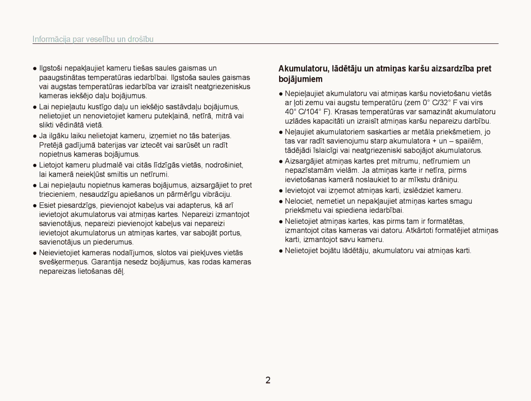 Samsung EC-PL100ZBPPRU, EC-PL100ZBPSRU, EC-PL100ZBPBRU manual Informācija par veselību un drošību 