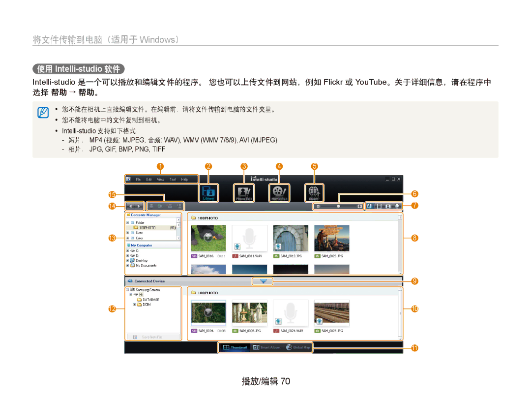 Samsung EC-PL100ZBPPIT, EC-PL100ZBPSE1, EC-PL100ZBPSIT, EC-PL100ZBPEIT, EC-PL100ZBPSE3, EC-PL100ZBPBE3 使用 Intelli-studio 软件 