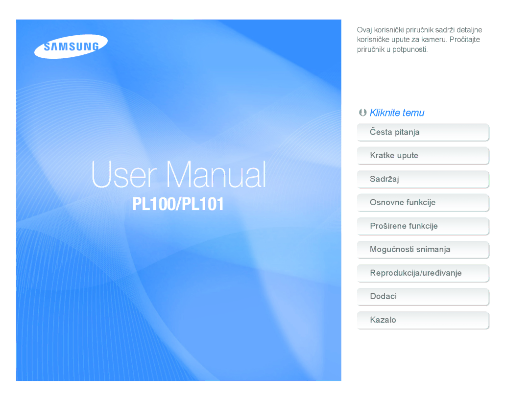 Samsung EC-PL100ZBPSE1, EC-PL101ZBDSE1, EC-PL100ZBPBZA, EC-PL101ZBPBE1, EC-PL100ZBPSGB manual Quick Start Manual 