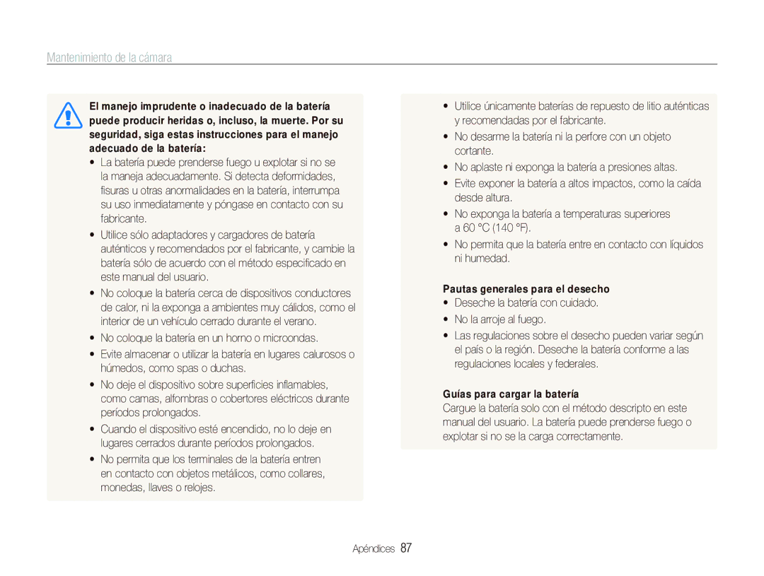 Samsung EC-PL100ZBPBE1, EC-PL101ZBDSE1, EC-PL100ZBPSE1, EC-PL100ZBPBZA  No la arroje al fuego, Guías para cargar la batería 