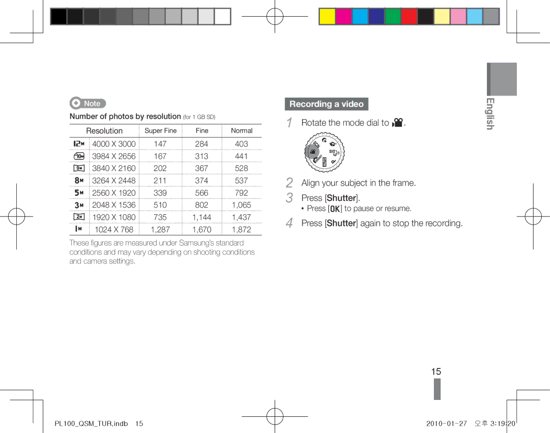 Samsung EC-PL100ZBPVDZ, EC-PL101ZBDSE1, EC-PL100ZBPSE1, EC-PL100ZBPBZA, EC-PL101ZBPBE1, EC-PL100ZBPSGB manual Recording a video 