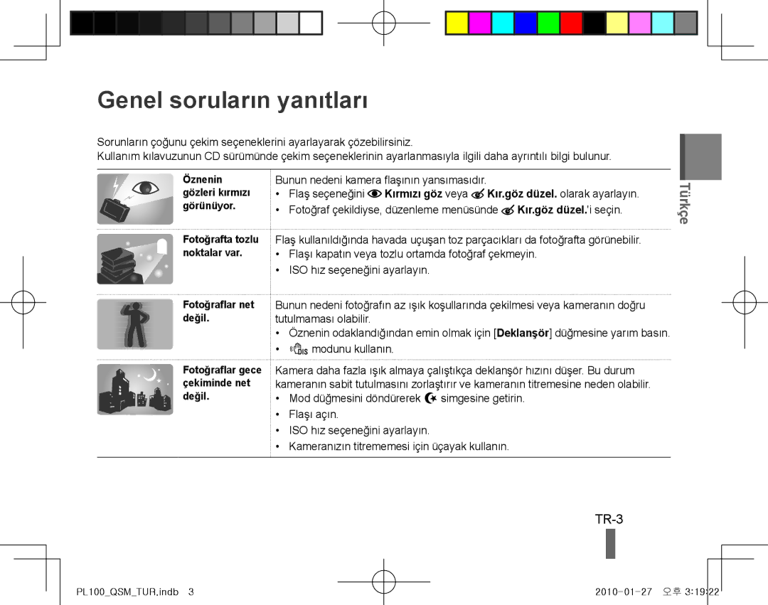 Samsung EC-PL100ZDPVIR, EC-PL101ZBDSE1, EC-PL100ZBPSE1, EC-PL100ZBPBZA Genel soruların yanıtları, TR-3, Dmodunu kullanın 