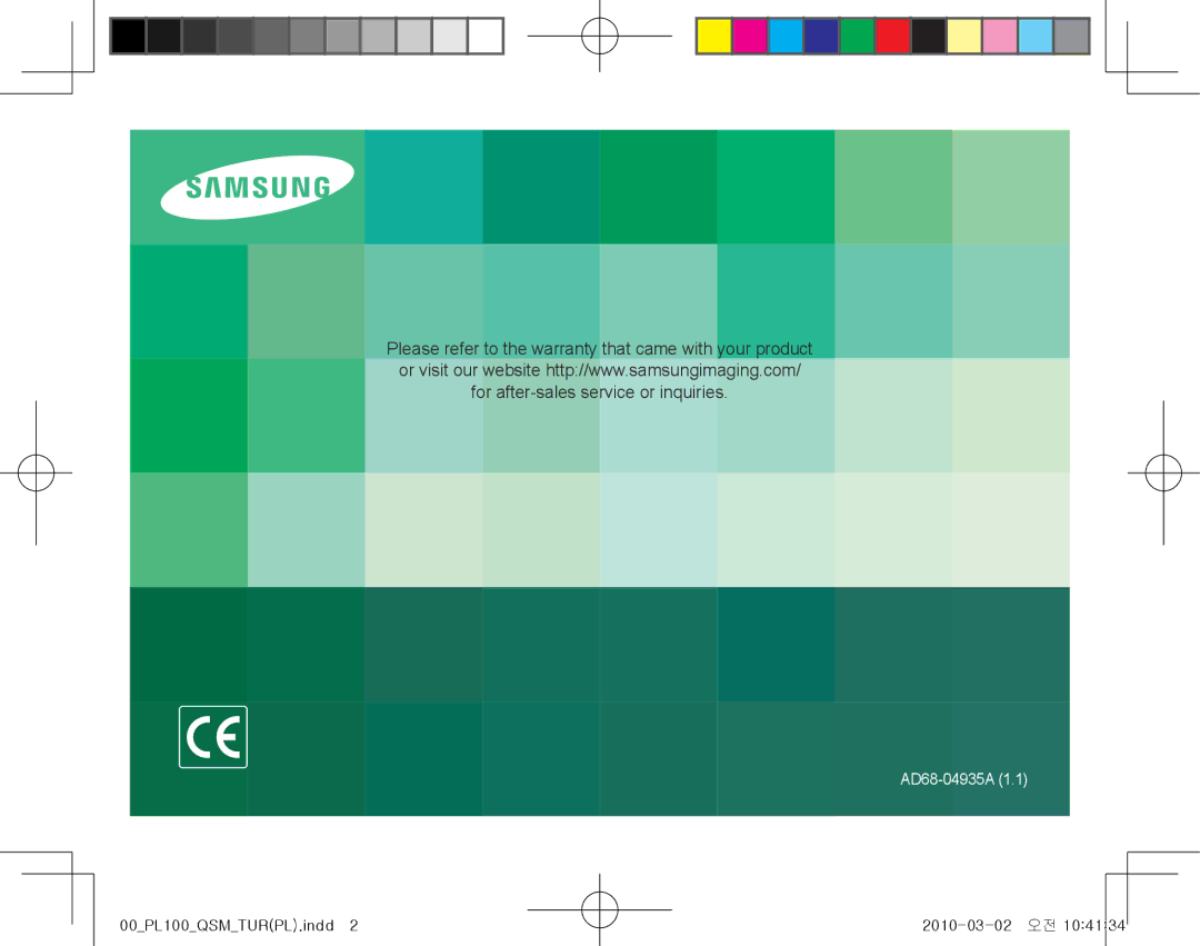 Samsung EC-PL100ZBPVSA, EC-PL101ZBDSE1, EC-PL100ZBPSE1, EC-PL100ZBPBZA, EC-PL101ZBPBE1, EC-PL100ZBPSGB manual AD68-04935A 