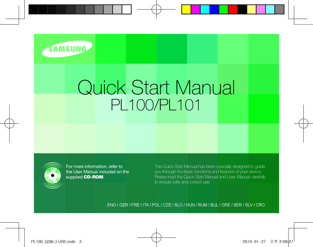 Samsung EC-PL100ZBPSE2, EC-PL100ZBPBE2, EC-PL101ZBDSE2 manual PL100/PL101 