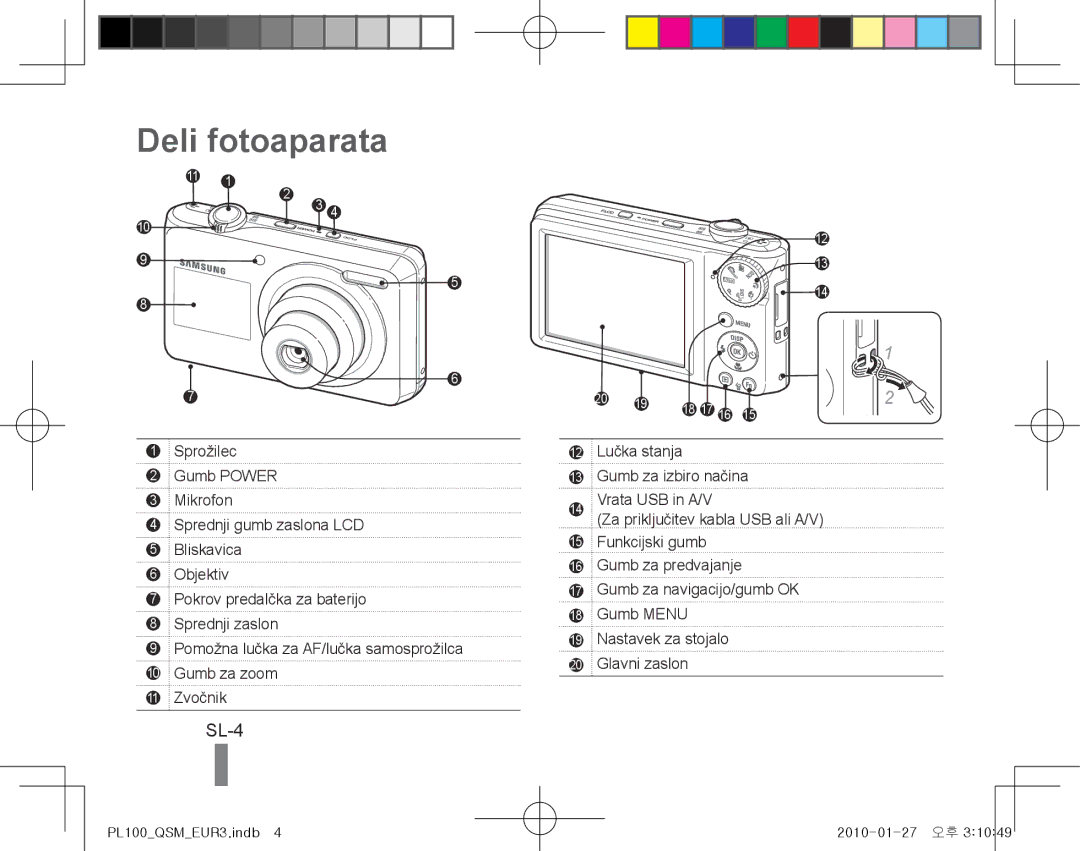 Samsung EC-PL100ZBPBRU, EC-PL101ZBDSE1, EC-PL100ZBPSE1, EC-PL100ZBPBZA, EC-PL101ZBPBE1, EC-PL100ZBPSGB Deli fotoaparata, SL-4 