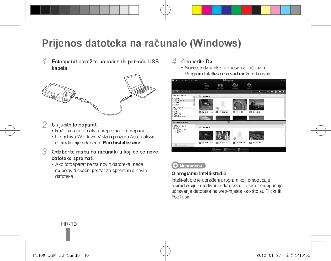 Samsung EC-PL100ZBPUIT manual Prijenos datoteka na računalo Windows, HR-10, Kabela, Datoteke spremati, Odaberite Da 