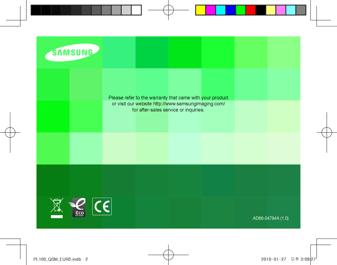 Samsung EC-PL101ZBDBE1, EC-PL101ZBDSE1, EC-PL100ZBPSE1, EC-PL100ZBPBZA, EC-PL101ZBPBE1, EC-PL100ZBPSGB manual AD68-04784A 