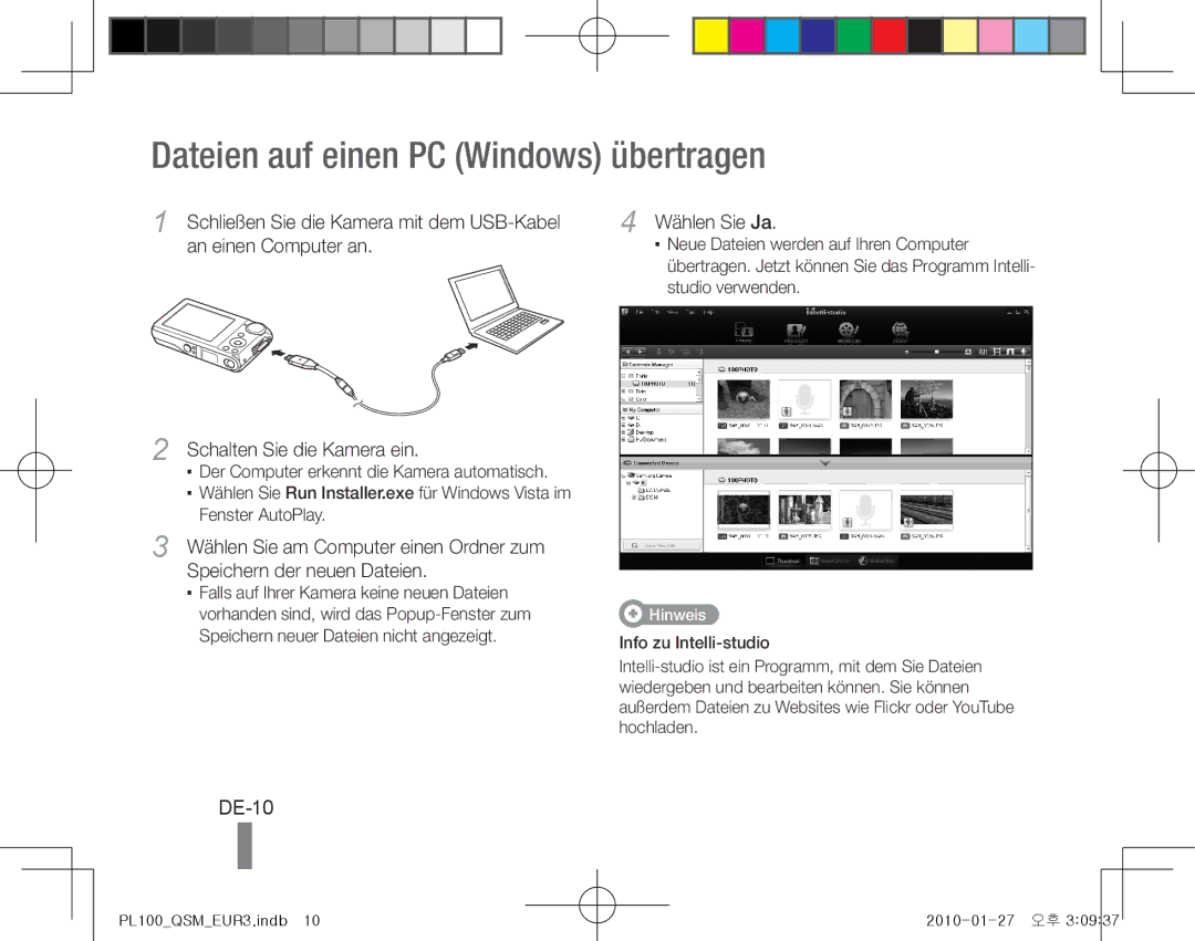 Samsung EC-PL100ZDPSIR, EC-PL101ZBDSE1 Dateien auf einen PC Windows übertragen, DE-10, Wählen Sie Ja, An einen Computer an 