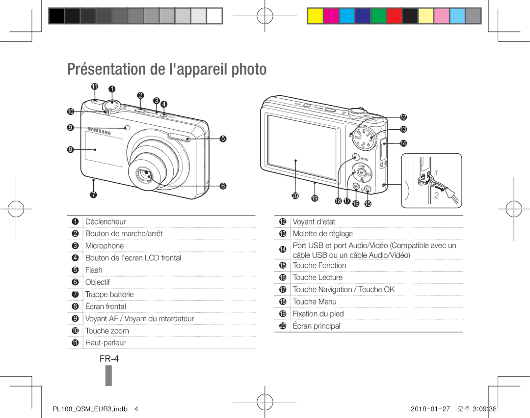 Samsung EC-PL100ZBPBDX, EC-PL101ZBDSE1, EC-PL100ZBPSE1, EC-PL100ZBPBZA, EC-PL101ZBPBE1 Présentation de lappareil photo, FR-4 