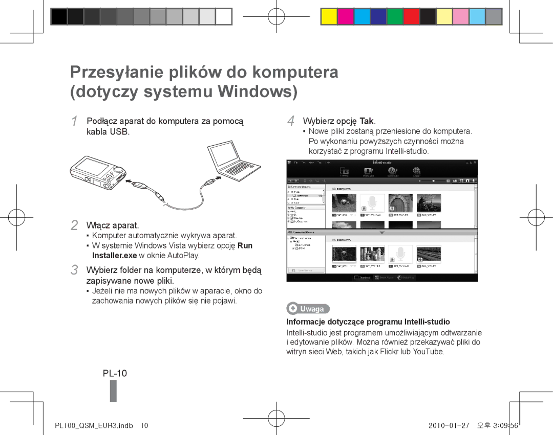 Samsung EC-PL101ZBDVVN, EC-PL101ZBDSE1, EC-PL100ZBPSE1 manual Przesyłanie plików do komputera dotyczy systemu Windows, PL-10 