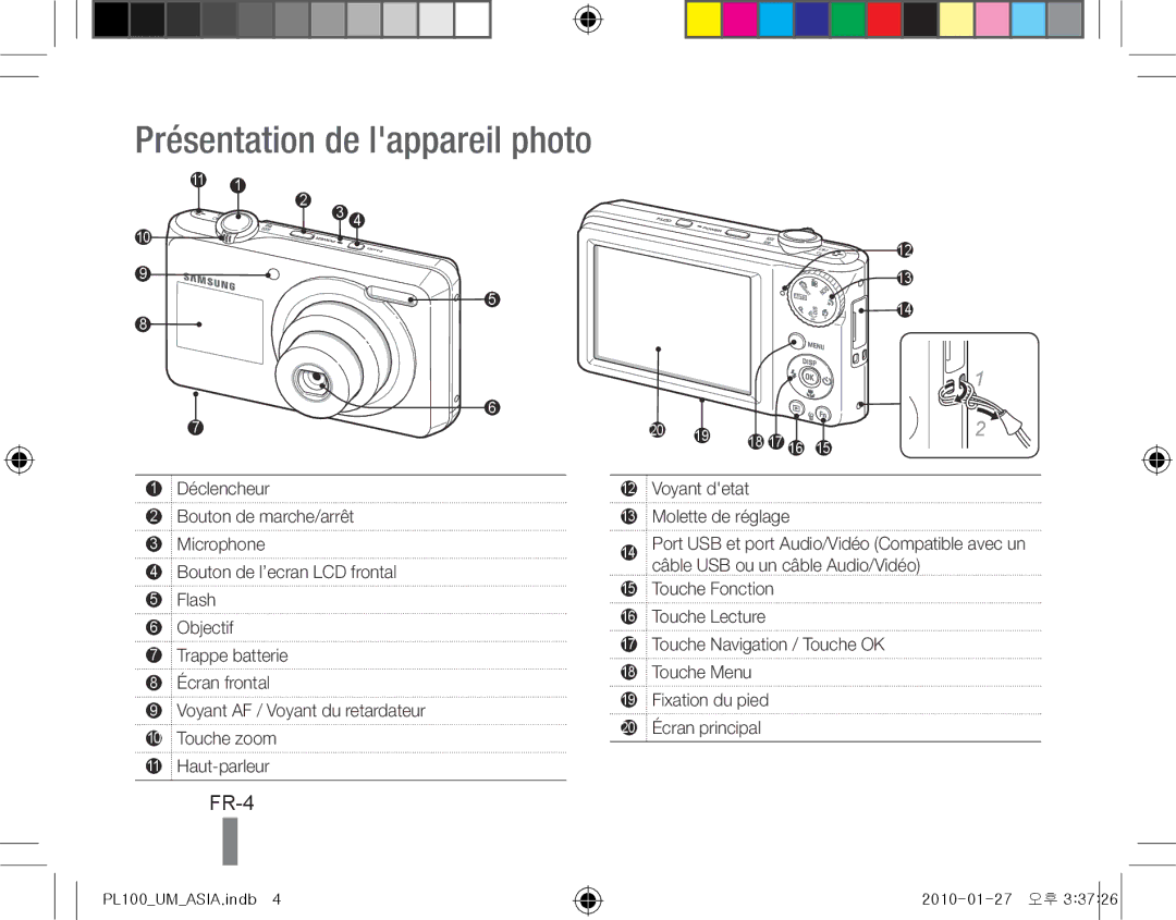 Samsung EC-PL101ZBDBE1, EC-PL101ZBDSE1, EC-PL100ZBPSE1, EC-PL100ZBPBZA, EC-PL101ZBPBE1 Présentation de lappareil photo, FR-4 