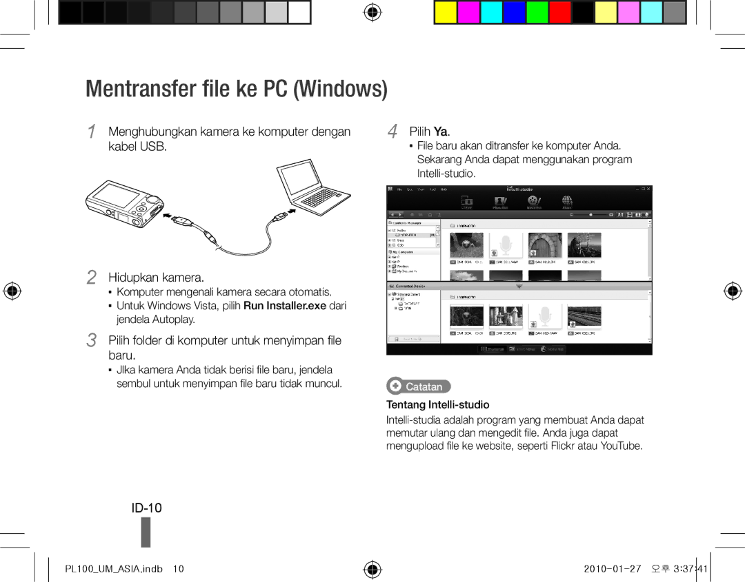 Samsung EC-PL100ZBPVSA Mentransfer file ke PC Windows, ID-10, Pilih folder di komputer untuk menyimpan file baru, Pilih Ya 