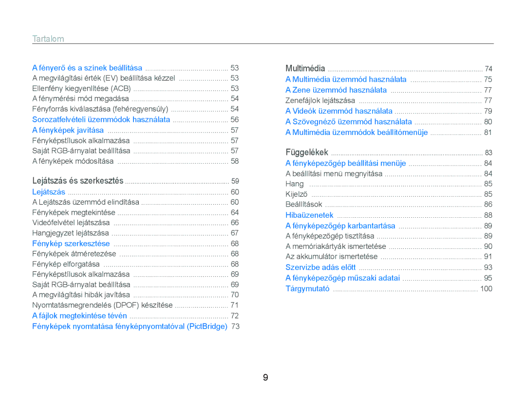 Samsung EC-PL10ZABP/E3 manual Tartalom 