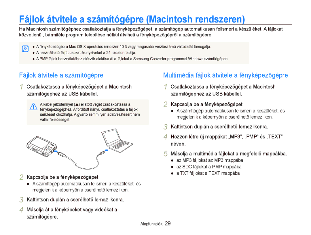 Samsung EC-PL10ZABP/E3 Fájlok átvitele a számítógépre Macintosh rendszeren, Kattintson duplán a cserélhető lemez ikonra 