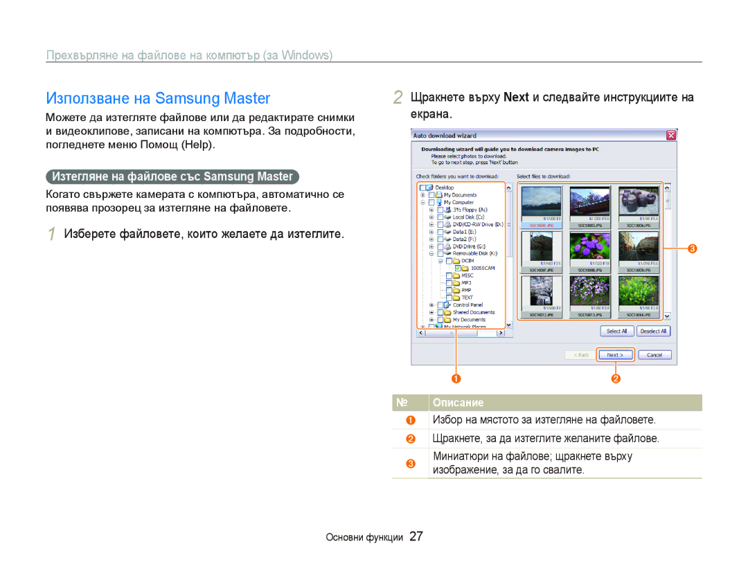 Samsung EC-PL10ZLBP/E3, EC-PL10ZBBP/E3 manual Използване на Samsung Master, Иɡтɟглянɟ нɚ фɚɣлɨвɟ ɫъɫ Samsung Master 