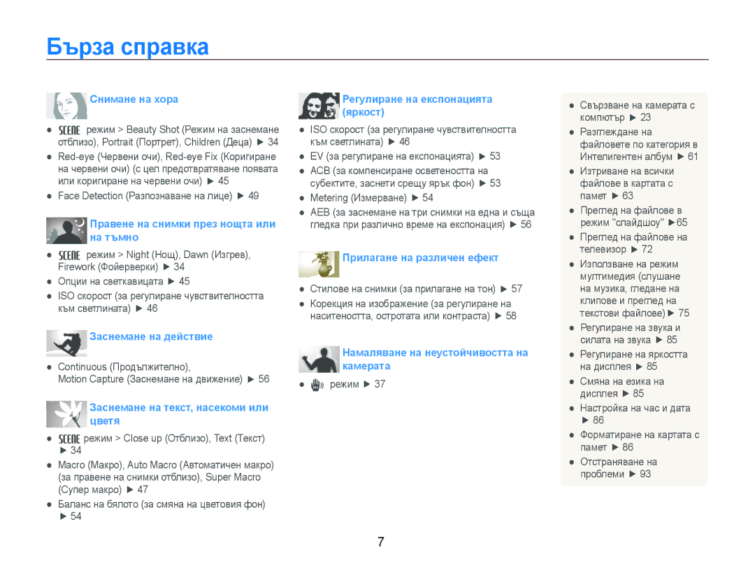 Samsung EC-PL10ZLBP/E3, EC-PL10ZBBP/E3, EC-PL10ZPBP/E3, EC-PL10ZRBP/E3, EC-PL10ZSBP/E3 manual Бъɪɡɚ ɫпɪɚвкɚ, Ɋнимɚнɟ нɚ ɯɨɪɚ 