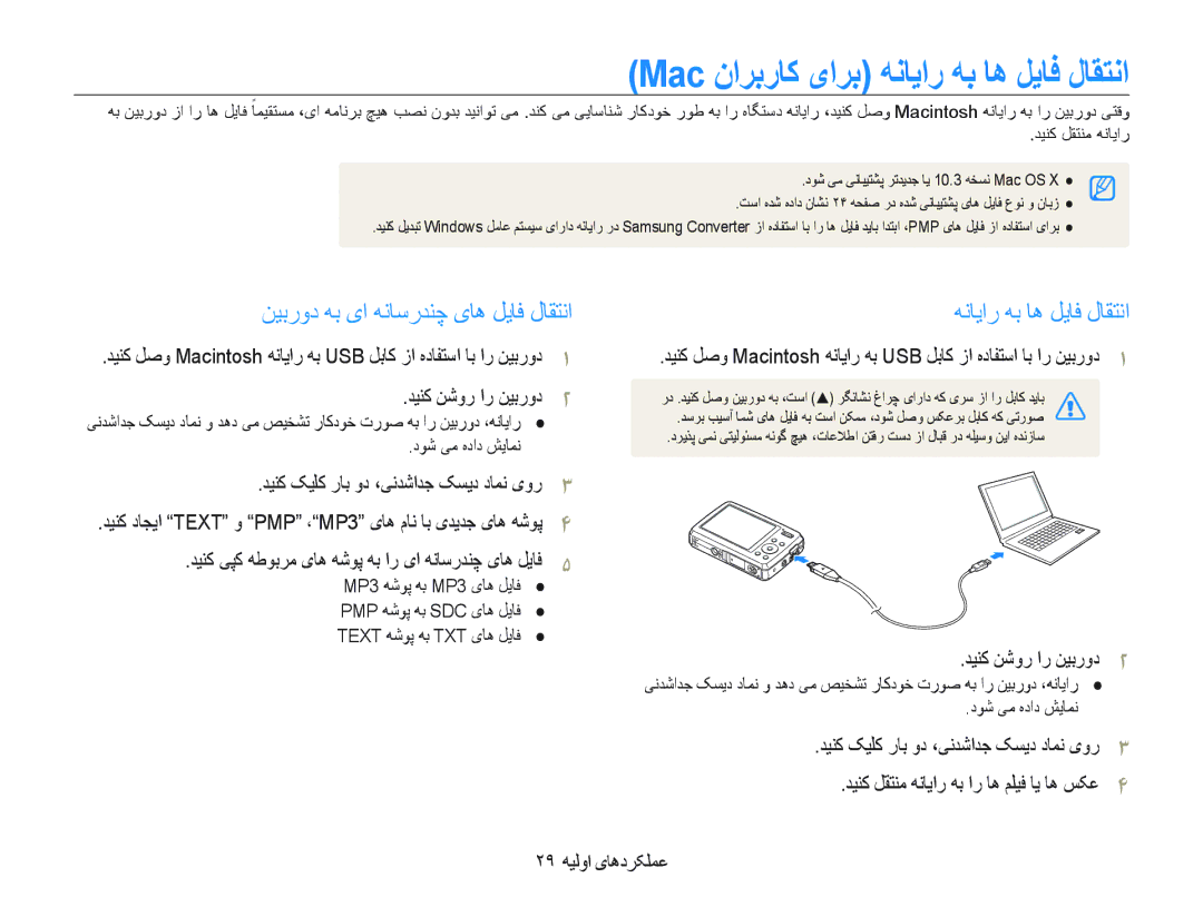 Samsung EC-PL10ZRDP/ME, EC-PL10ZBBP/ME Mac ﻥﺍﺮﺑﺭﺎﮐ یﺍﺮﺑ ﻪﻧﺎﻳﺍﺭ ﻪﺑ ﺎﻫ ﻞﻳﺎﻓ ﻝﺎﻘﺘﻧﺍ, ﺪﻴﻨﮐ ﮏﻴﻠﮐ ﺭﺎﺑ ﻭﺩ ،ﯽﻧﺪﺷﺍﺪﺟ ﮏﺴﻳﺩ ﺩﺎﻤﻧ یﻭﺭ 