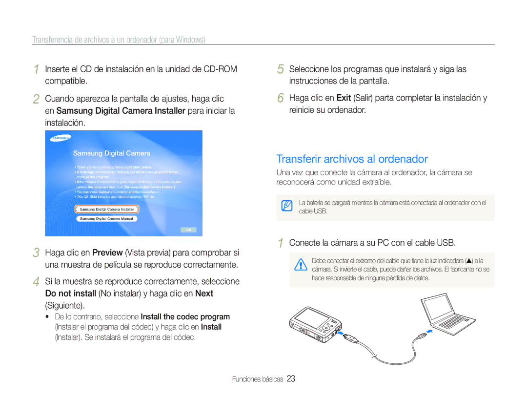 Samsung EC-PL10ZRBP/E1 manual Transferir archivos al ordenador, Transferencia de archivos a un ordenador para Windows 